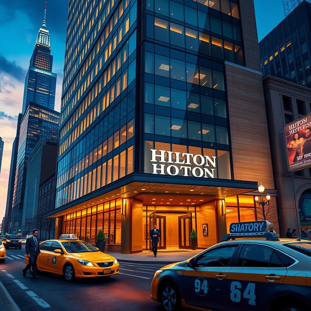A city hotel at dusk
